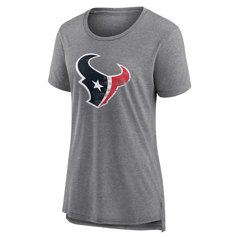 Houston Texans Women's Heritage Custom Name & Number Tri-Blend T-Shirt Gray