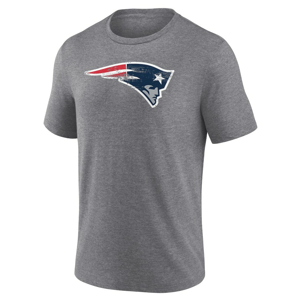 New England Patriots Heritage Custom Name & Number Tri-Blend T-Shirt Gray