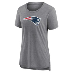 New England Patriots Women's Heritage Custom Name & Number Tri-Blend T-Shirt Gray