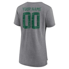 New York Jets Women's Heritage Custom Name & Number Tri-Blend T-Shirt Gray