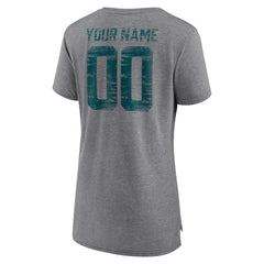 Philadelphia Eagles Women's Heritage Custom Name & Number Tri-Blend T-Shirt Gray
