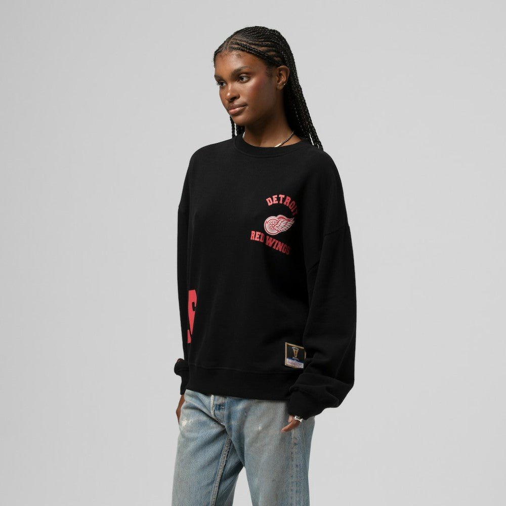 Detroit Red Wings Mitchell & Ness Women's Vintage Crewneck Sweatshirt - Black - NHL 203398446