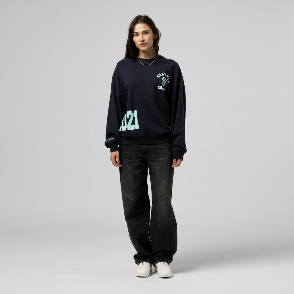 Seattle Kraken Mitchell & Ness Women's Vintage Crewneck Sweatshirt - Deep Sea Blue - NHL 203398448