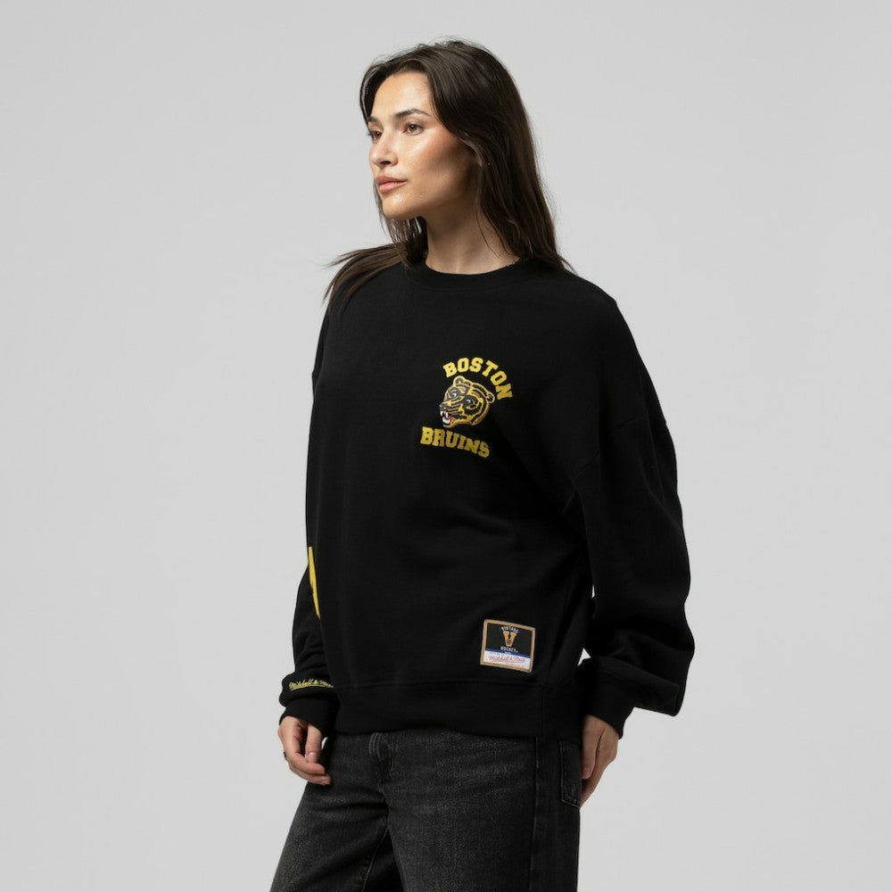 Boston Bruins Mitchell & Ness Women's Vintage Crewneck Sweatshirt - Black - NHL 203398449