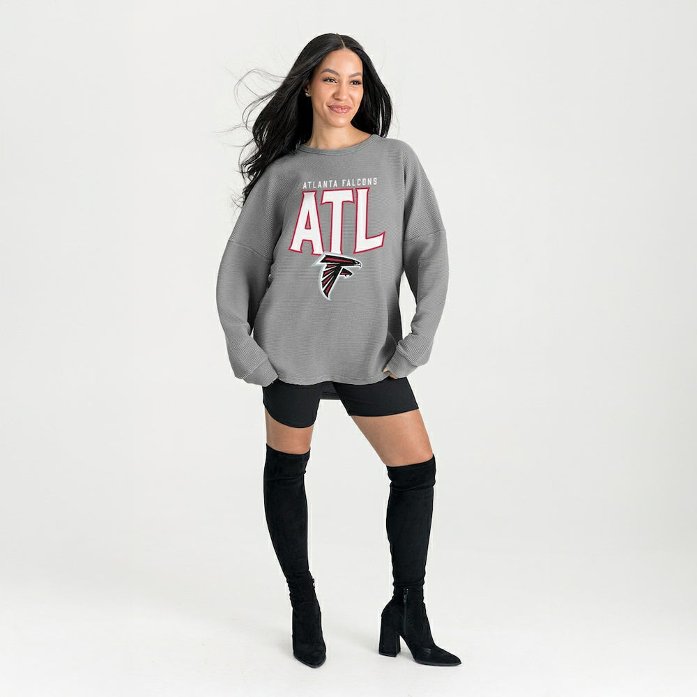 Atlanta Falcons Gameday Couture Women's Oversized Pure Motion Corded Sweatshirt Gray