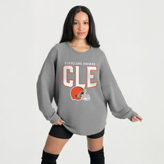 Cleveland Browns Gameday Couture Women's Oversized Pure Motion Corded Sweatshirt Gray