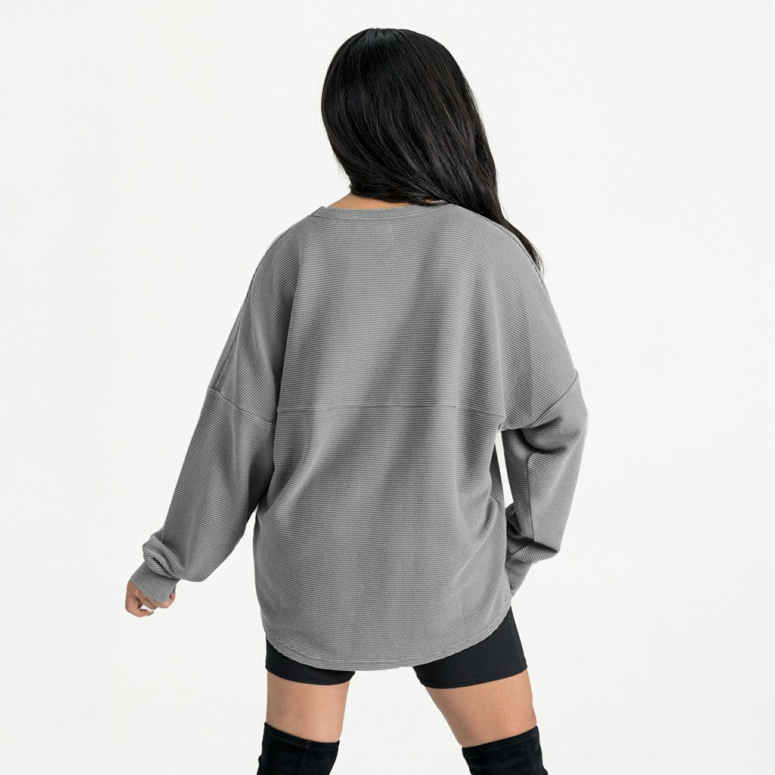 Houston Texans Gameday Couture Women's Oversized Pure Motion Corded Sweatshirt Gray