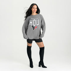 Houston Texans Gameday Couture Women's Oversized Pure Motion Corded Sweatshirt Gray