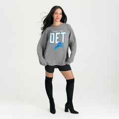Detroit Lions Gameday Couture Women's Oversized Pure Motion Corded Sweatshirt Gray
