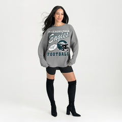 Philadelphia Eagles Gameday Couture Women's Oversized Sweet Victory Corded Sweatshirt Gray