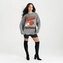 Cleveland Browns Gameday Couture Women's Oversized Sweet Victory Corded Sweatshirt Gray