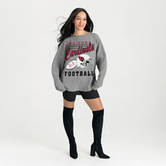 Arizona Cardinals Gameday Couture Women's Oversized Sweet Victory Corded Sweatshirt Gray