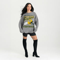 Green Bay Packers Gameday Couture Women's Oversized Sweet Victory Corded Sweatshirt Gray
