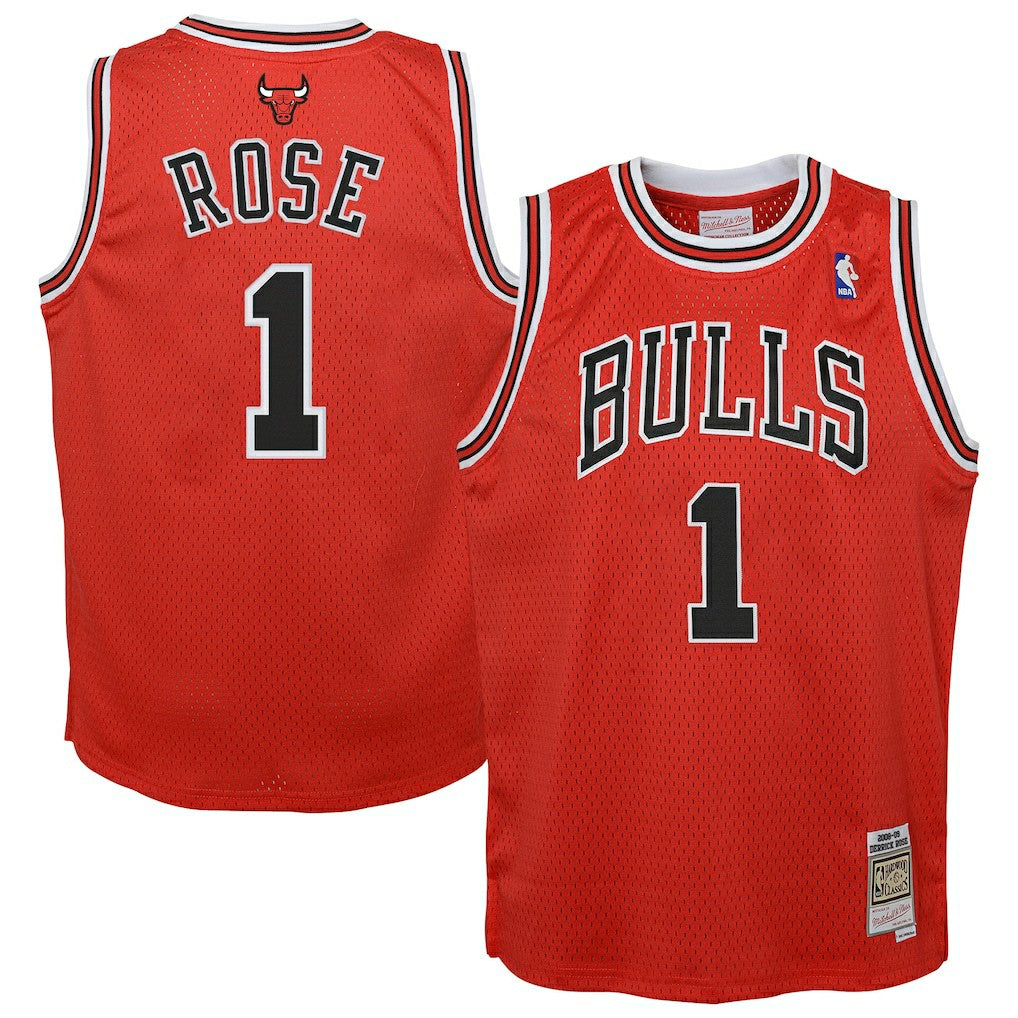 Derrick Rose Chicago Bulls Youth 2008/09 Hardwood Classics Swingman Jersey for sale Red | Mitchell & Ness discount