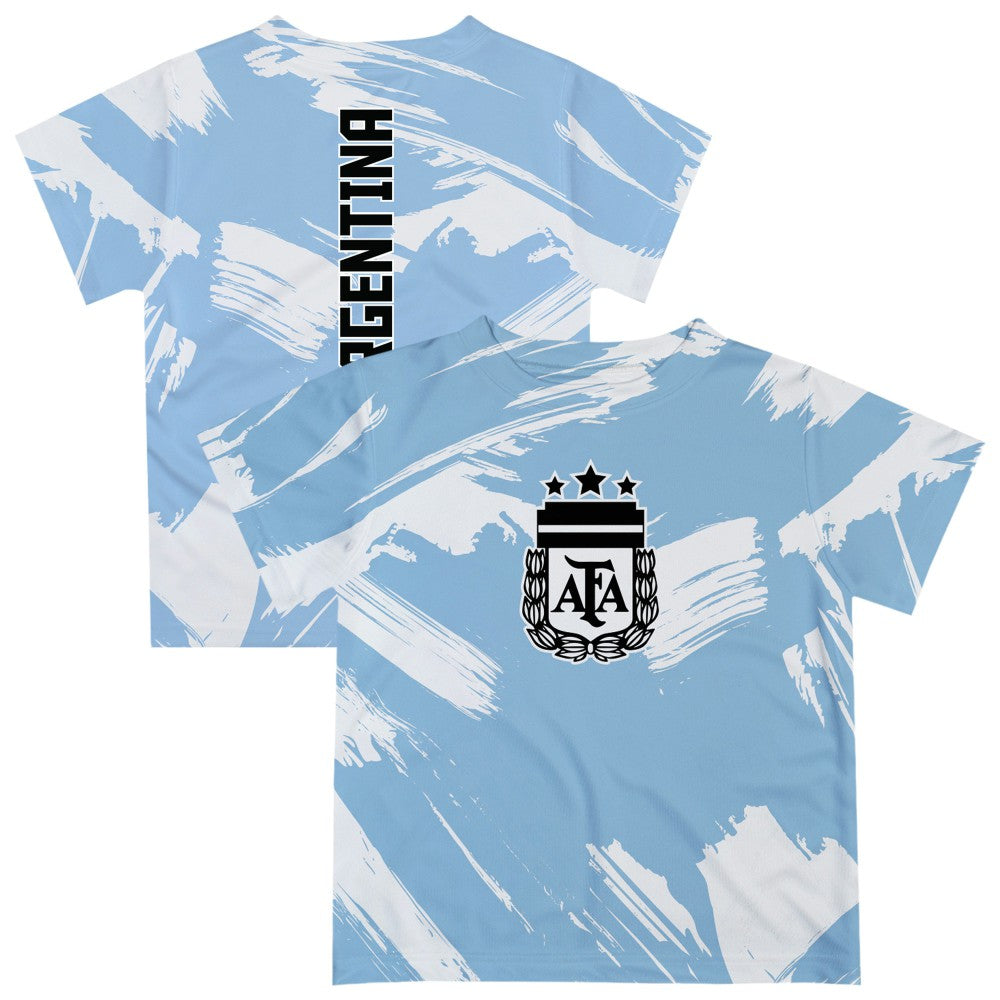 Argentina National Team Vive La Fete Youth Paint Brush T-Shirt Light Blue