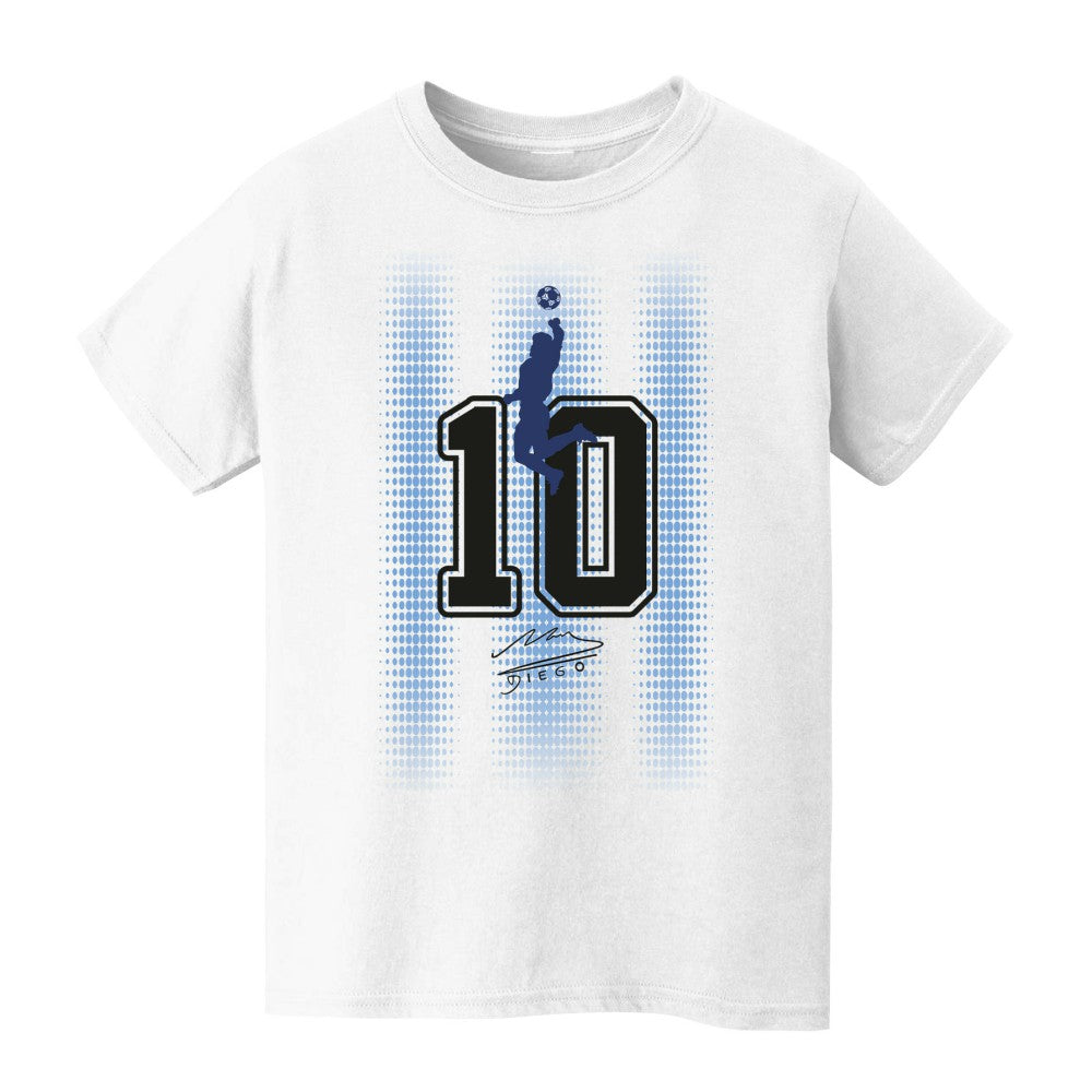 Diego Maradona Argentina National Team Vive La Fete Youth Number & Signature T-Shirt White