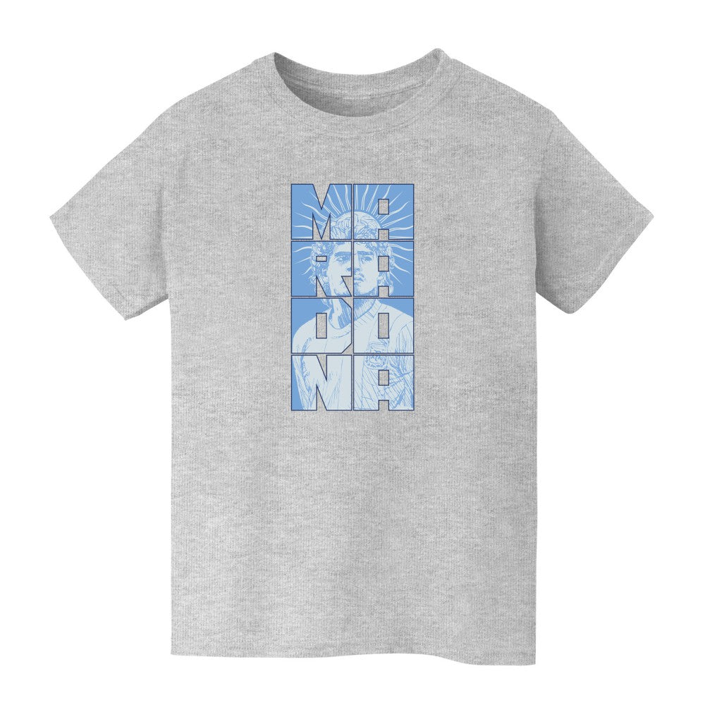 Diego Maradona Argentina National Team Vive La Fete Youth Portrait T-Shirt Gray