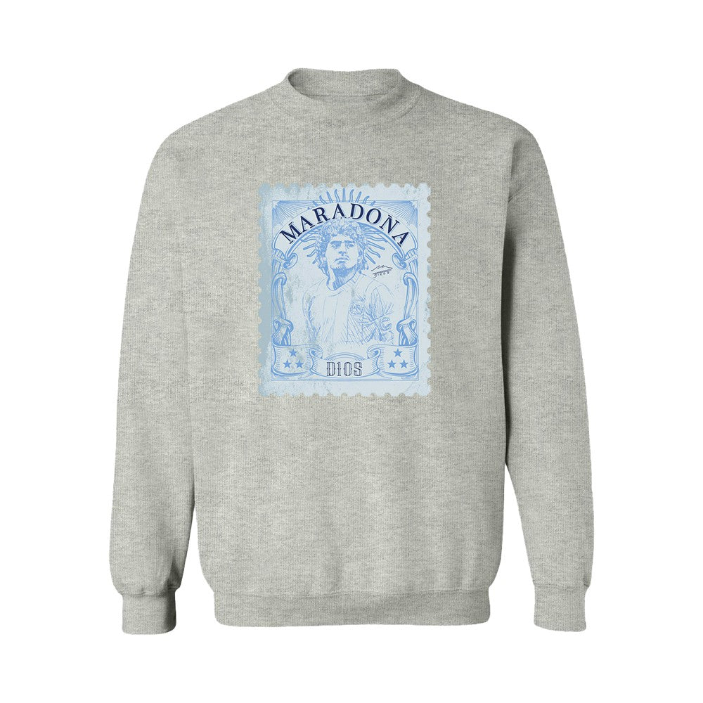 Diego Maradona Argentina National Team Vive La Fete Vintage Stamp Sweatshirt Gray