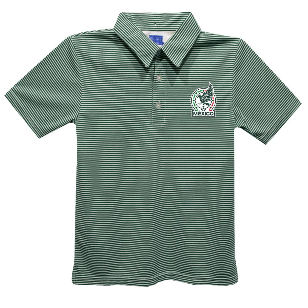 Mexico National Team Vive La Fete Youth Pencil Stripe Polo Green
