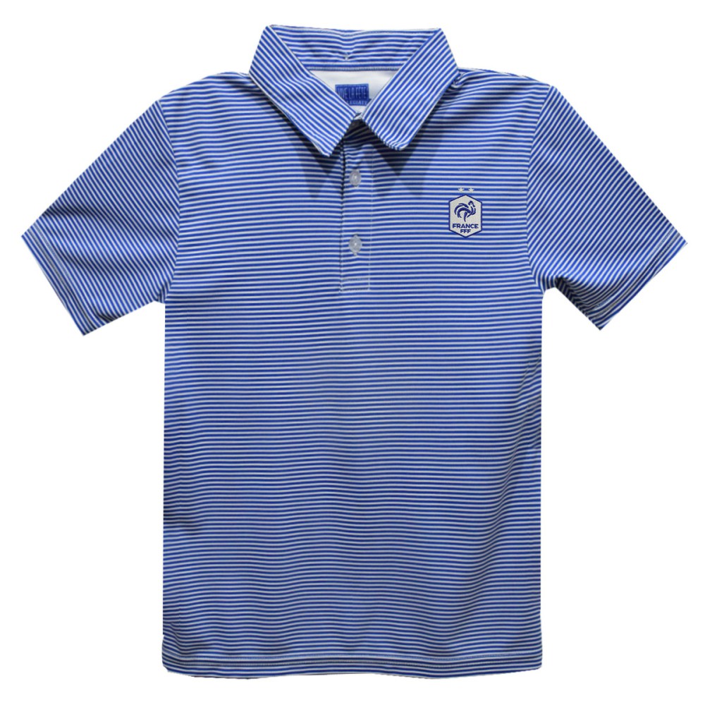 France National Team Vive La Fete Youth Pencil Stripe Polo Royal