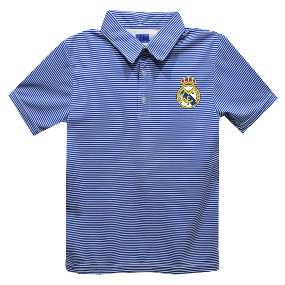 Real Madrid Vive La Fete Youth Pencil Stripe Polo Royal