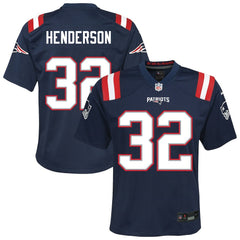 Nike TreVeyon Henderson New England Patriots Youth Team Game Jersey Navy