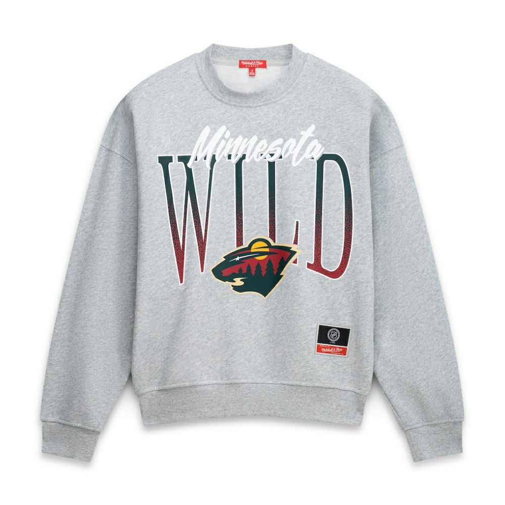 Minnesota Wild Mitchell & Ness Women's Hockey Night Sweatshirt - Heather Gray - NHL 203403306