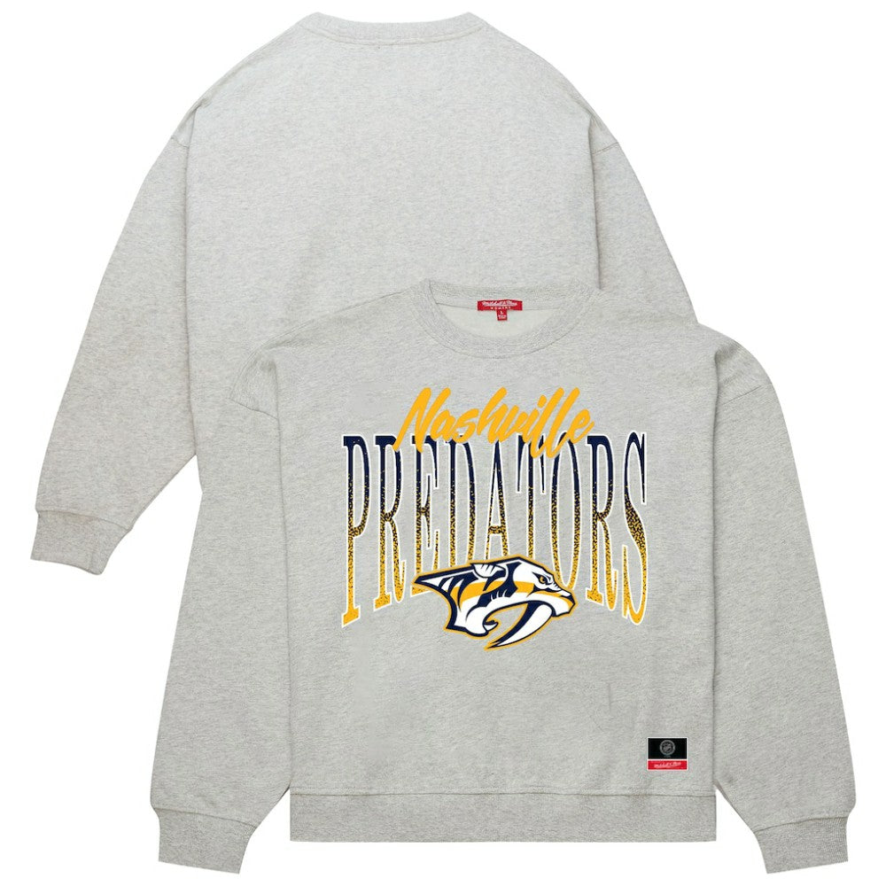 Nashville Predators Mitchell & Ness Women's Hockey Night Sweatshirt - Heather Gray - NHL 203403309