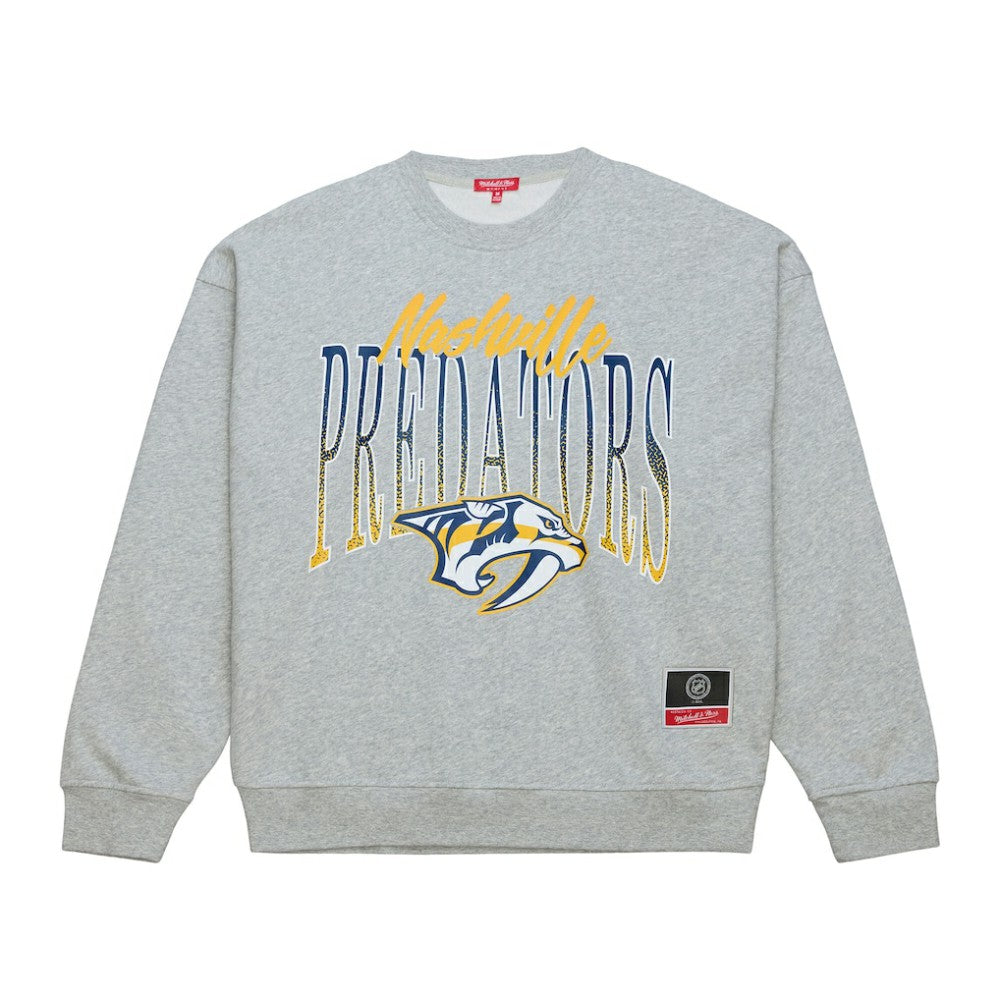 Nashville Predators Mitchell & Ness Women's Hockey Night Sweatshirt - Heather Gray - NHL 203403309