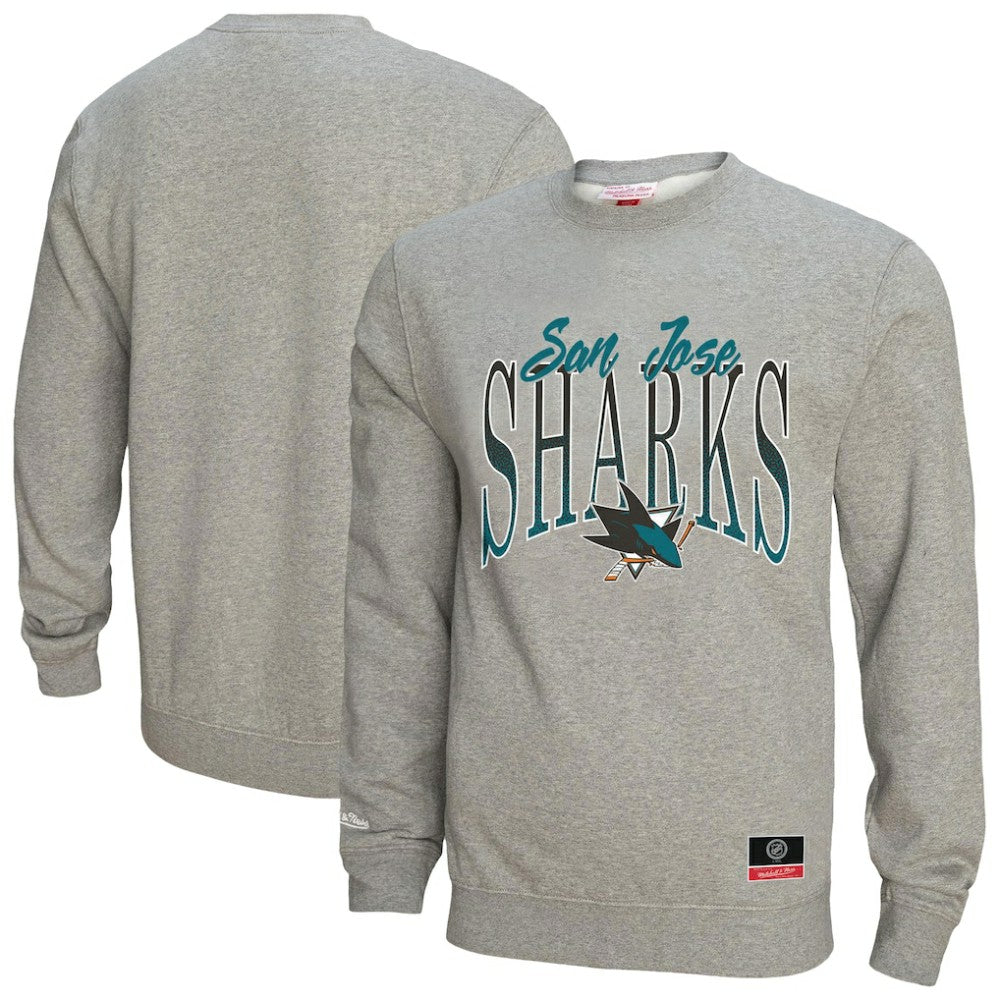San Jose Sharks Mitchell & Ness Women's Hockey Night Sweatshirt - Heather Gray - NHL 203403311