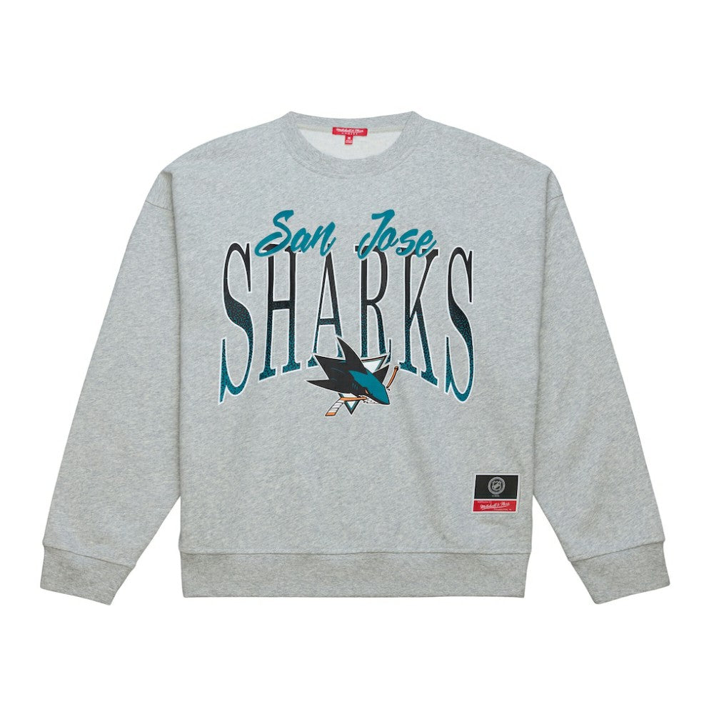 San Jose Sharks Mitchell & Ness Women's Hockey Night Sweatshirt - Heather Gray - NHL 203403311