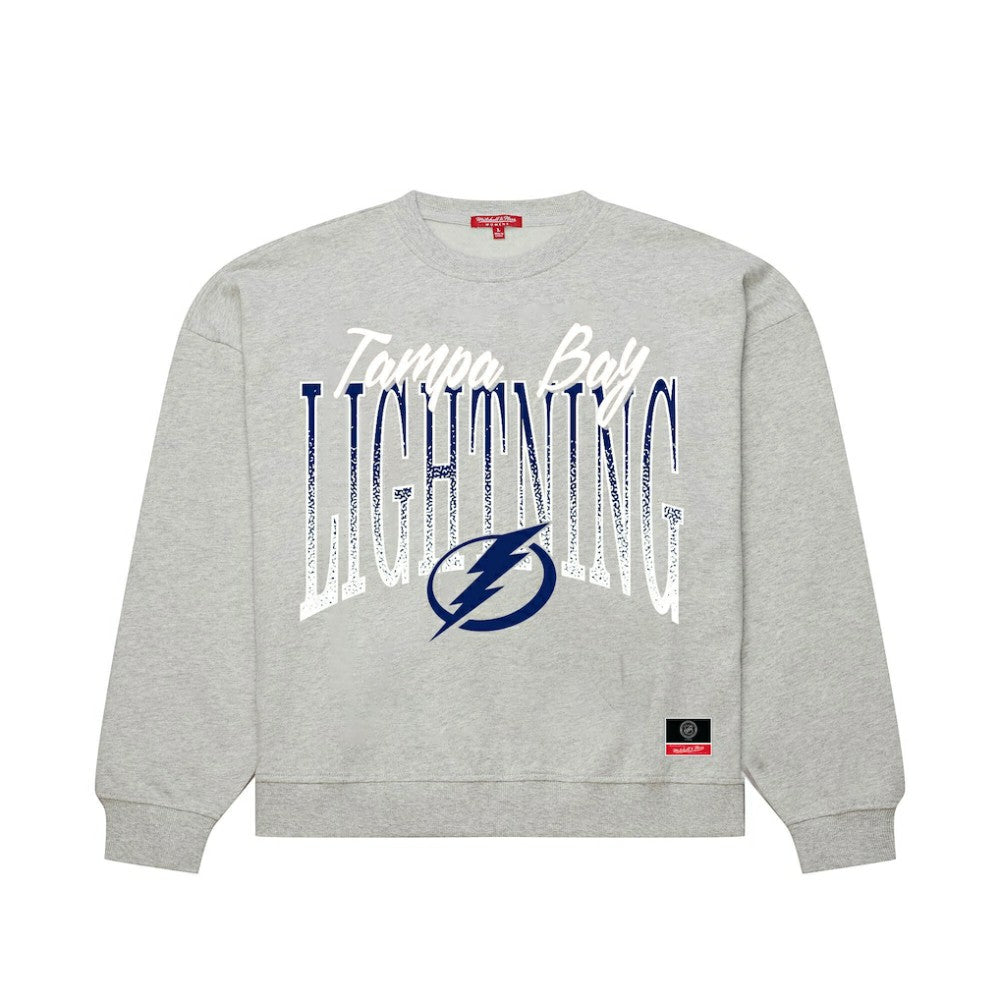 Tampa Bay Lightning Mitchell & Ness Women's Hockey Night Sweatshirt - Heather Gray - NHL 203403316