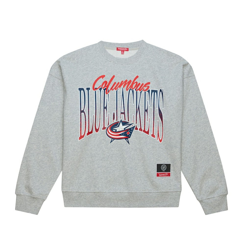 Columbus Blue Jackets Mitchell & Ness Women's Hockey Night Sweatshirt - Heather Gray - NHL 203403323