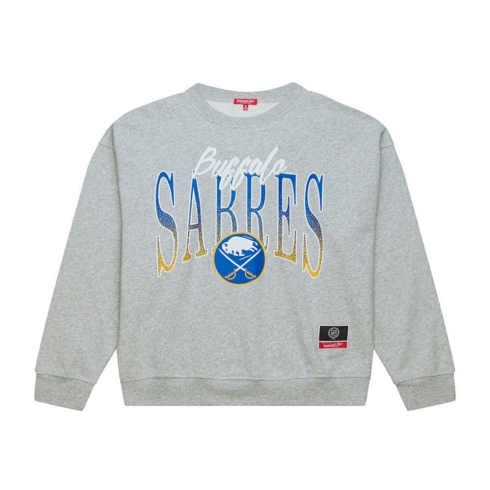 Buffalo Sabres Mitchell & Ness Women's Hockey Night Sweatshirt - Heather Gray - NHL 203403324