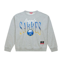 Buffalo Sabres Mitchell & Ness Women's Hockey Night Sweatshirt - Heather Gray - NHL 203403324