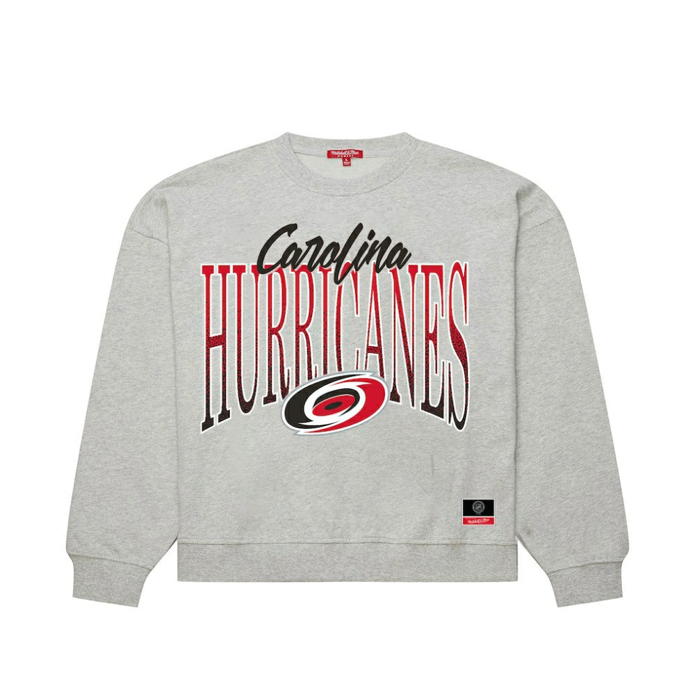 Carolina Hurricanes Mitchell & Ness Women's Hockey Night Sweatshirt - Heather Gray - NHL 203403325