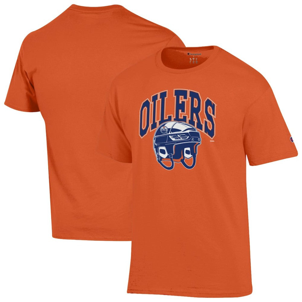 Edmonton Oilers Champion Helmet T-Shirt - Orange - NHL 203407093