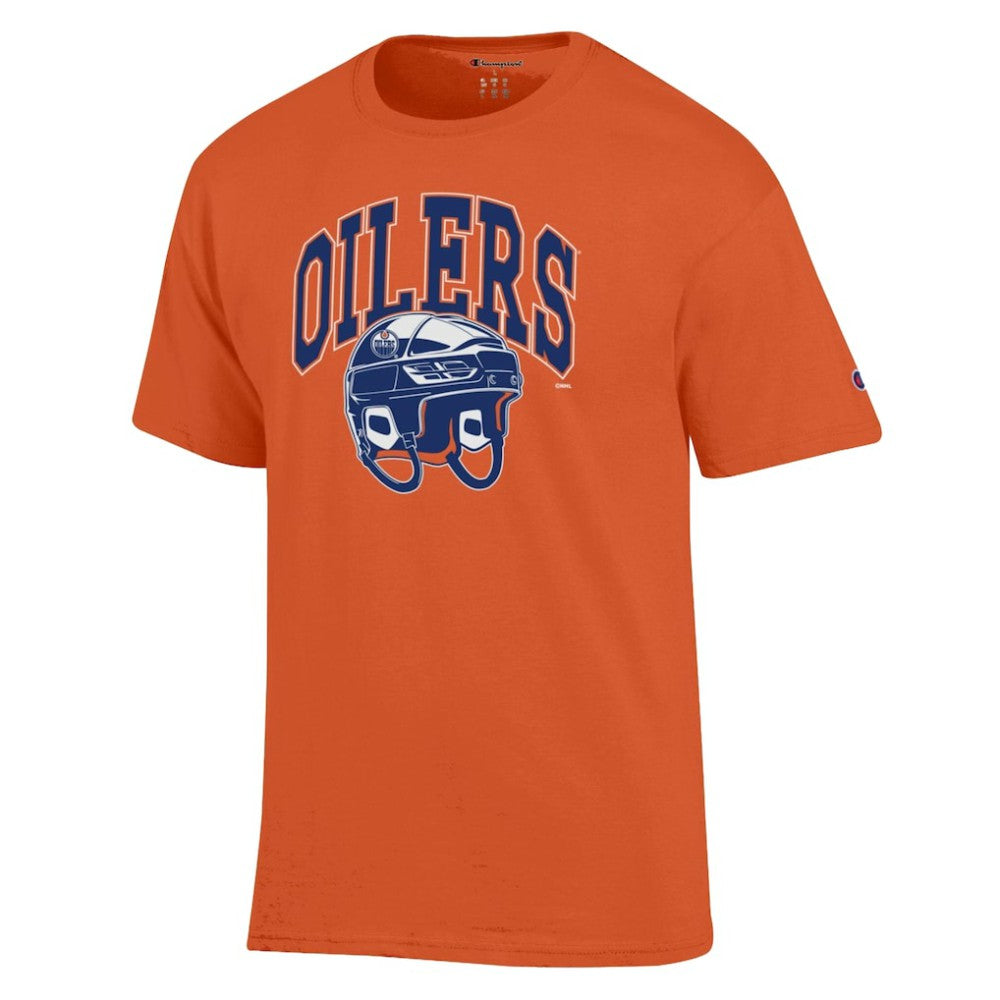 Edmonton Oilers Champion Helmet T-Shirt - Orange - NHL 203407093