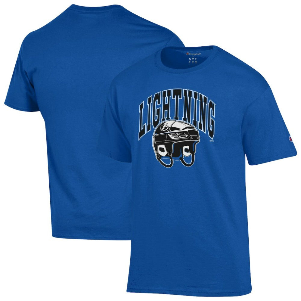 Tampa Bay Lightning Champion Helmet T-Shirt - Royal - NHL 203407106