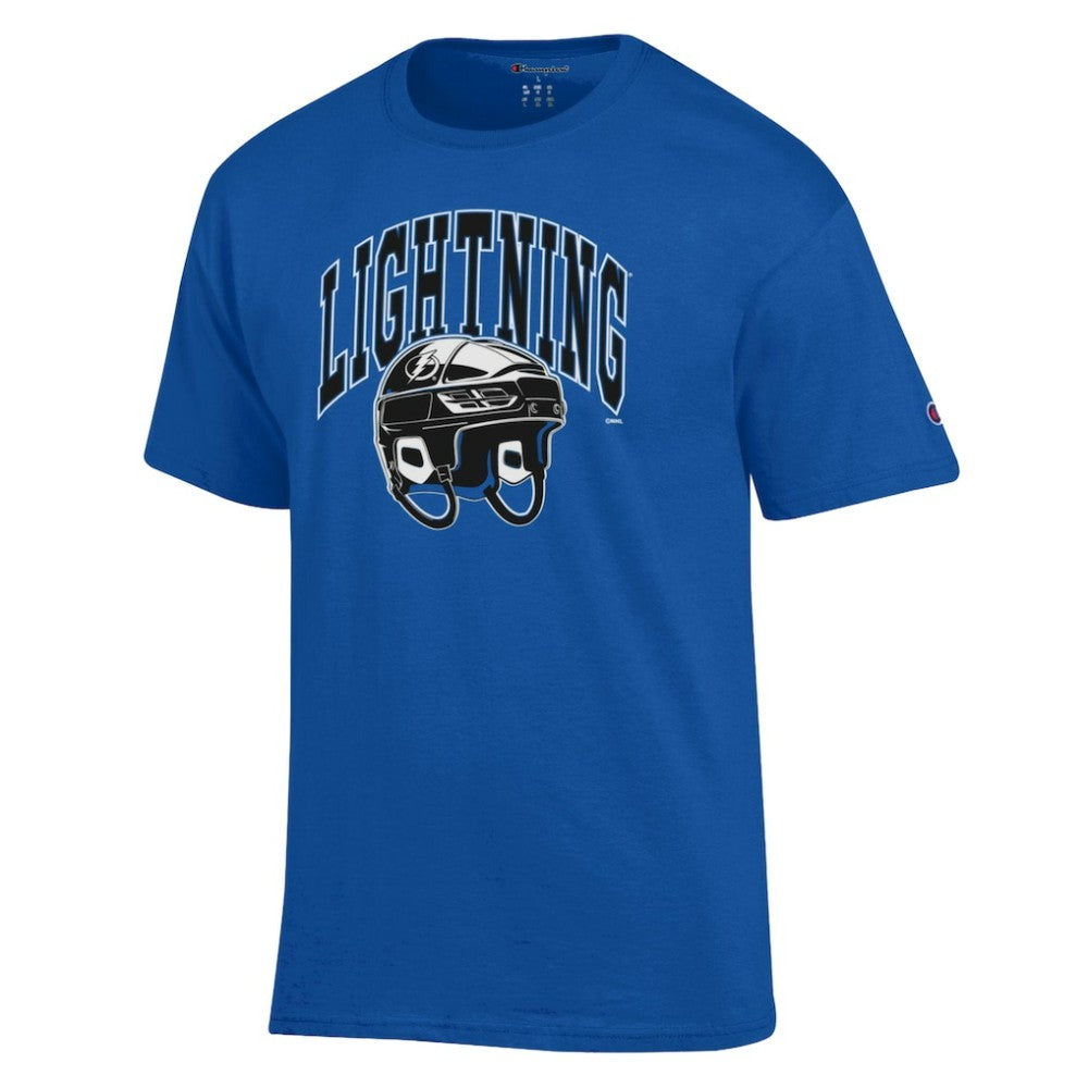 Tampa Bay Lightning Champion Helmet T-Shirt - Royal - NHL 203407106
