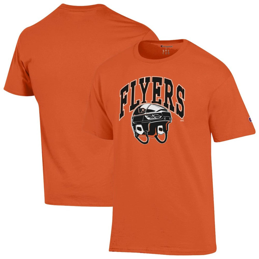 Philadelphia Flyers Champion Helmet T-Shirt - Orange - NHL 203407114