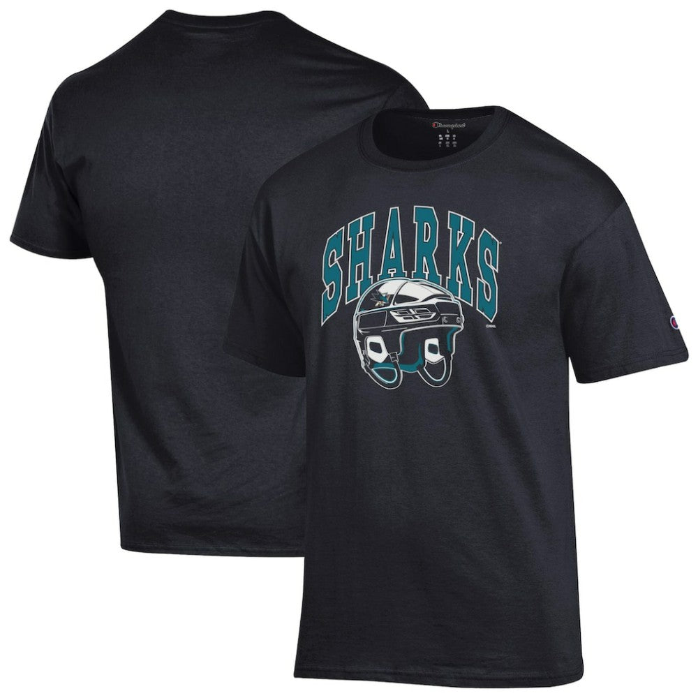 San Jose Sharks Champion Helmet T-Shirt - Black - NHL 203407117