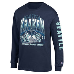 Seattle Kraken Champion Long Sleeve Jersey T-Shirt - Navy - NHL 203407124