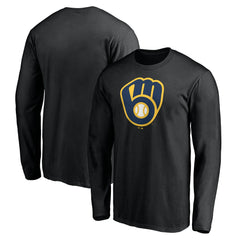 Milwaukee Brewers Team Logo Long Sleeve T-Shirt - Black - MLB Sale