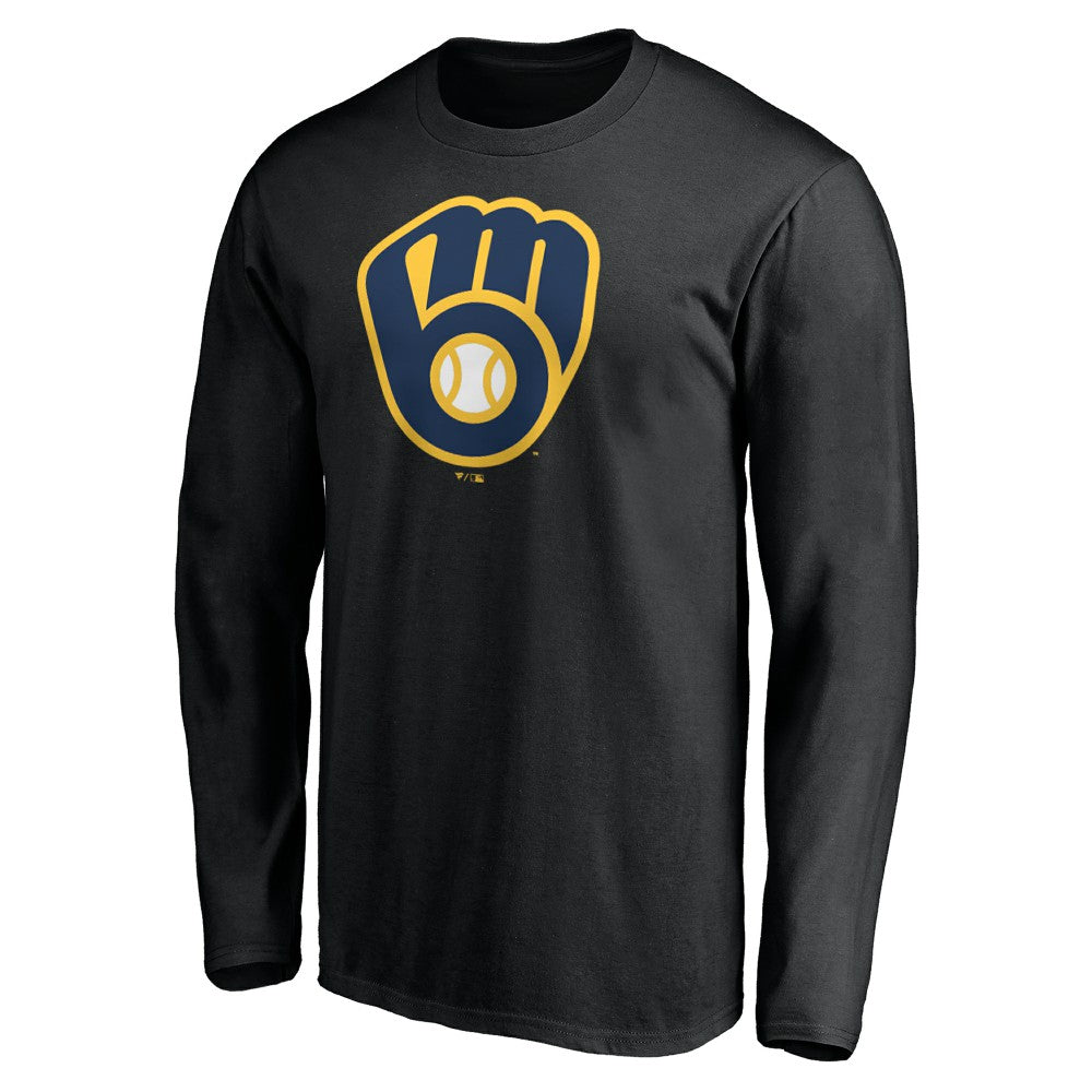 Milwaukee Brewers Team Logo Long Sleeve T-Shirt - Black - MLB Sale