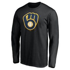 Milwaukee Brewers Team Logo Long Sleeve T-Shirt - Black - MLB Sale