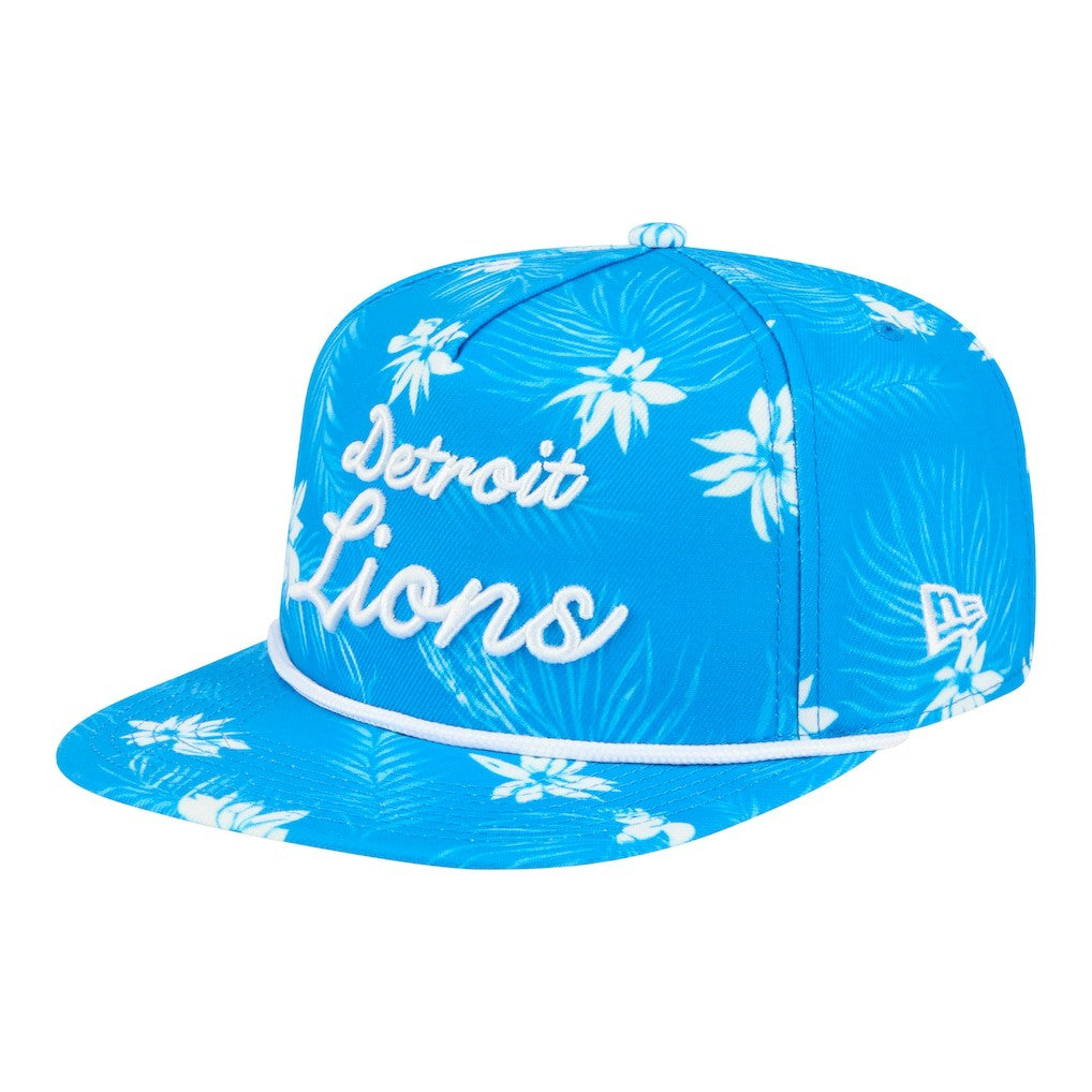 Detroit Lions New Era Palm Print A-Frame 9FIFTY Snapback Hat Blue