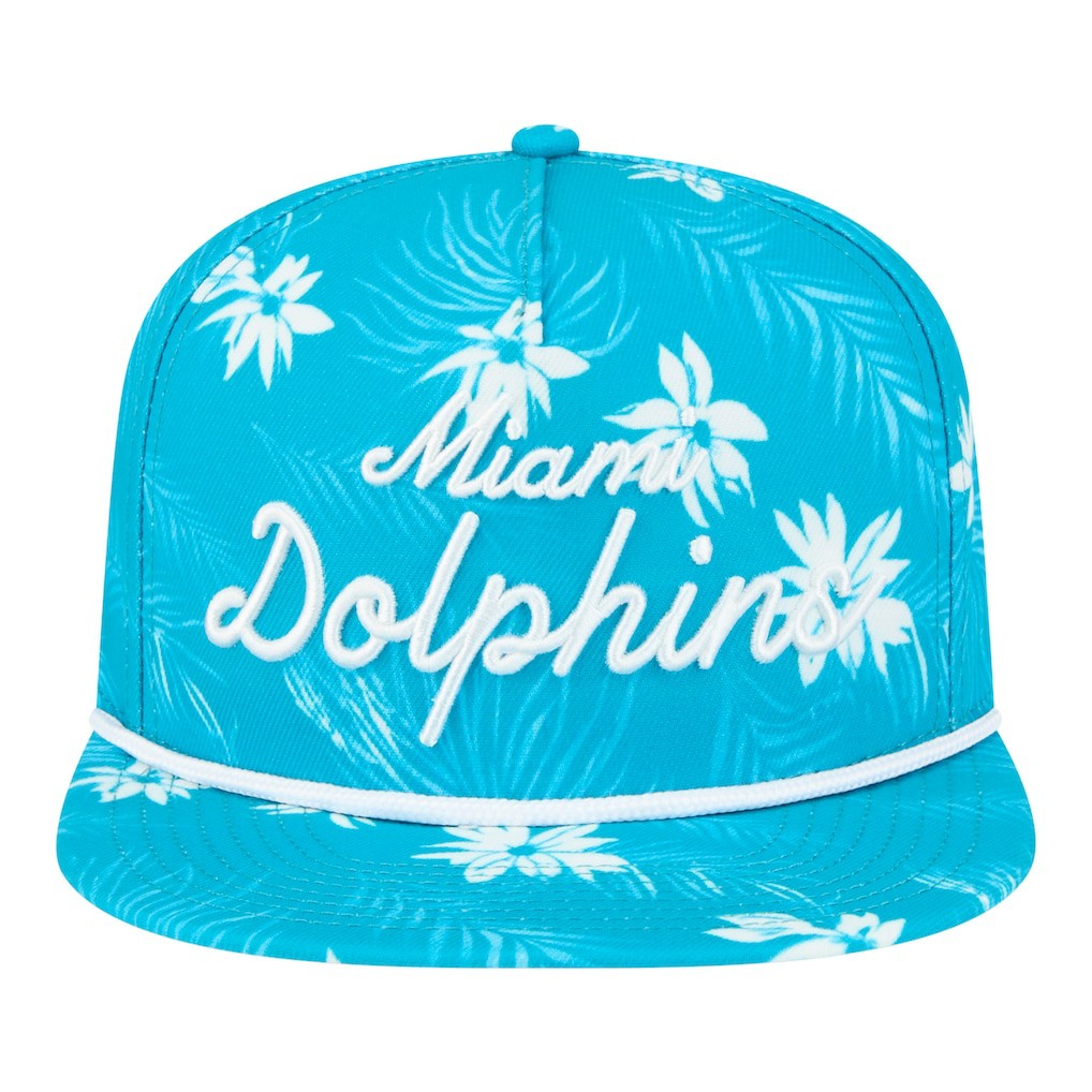 Miami Dolphins New Era Palm Print A-Frame 9FIFTY Snapback Hat Aqua