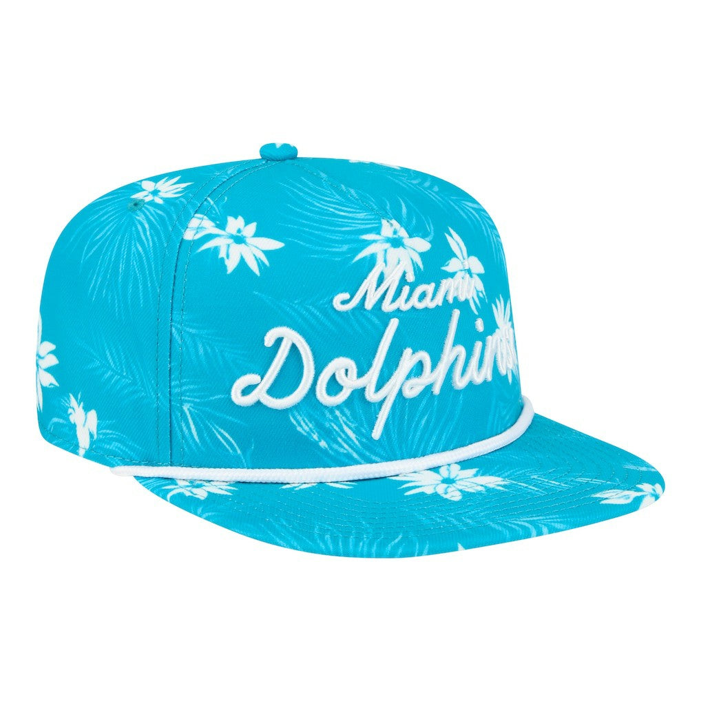 Miami Dolphins New Era Palm Print A-Frame 9FIFTY Snapback Hat Aqua