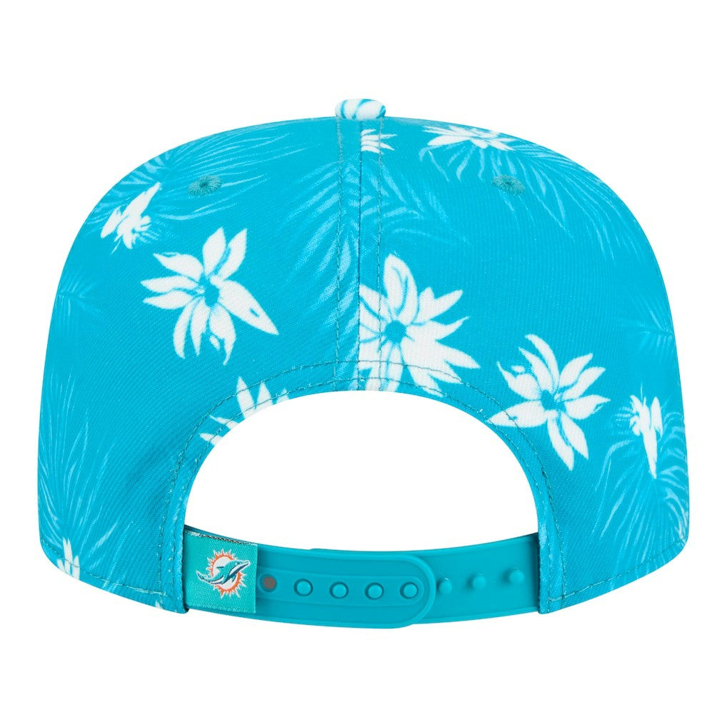 Miami Dolphins New Era Palm Print A-Frame 9FIFTY Snapback Hat Aqua